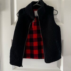 Carter's Black Sherpa Vest with Red Plaid Interior